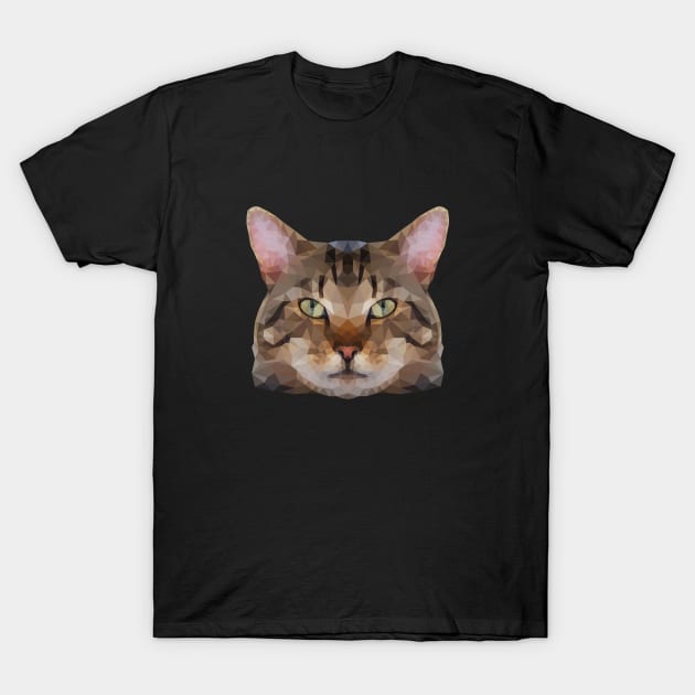 Tabby Cat face low poly T-Shirt by colinstefan